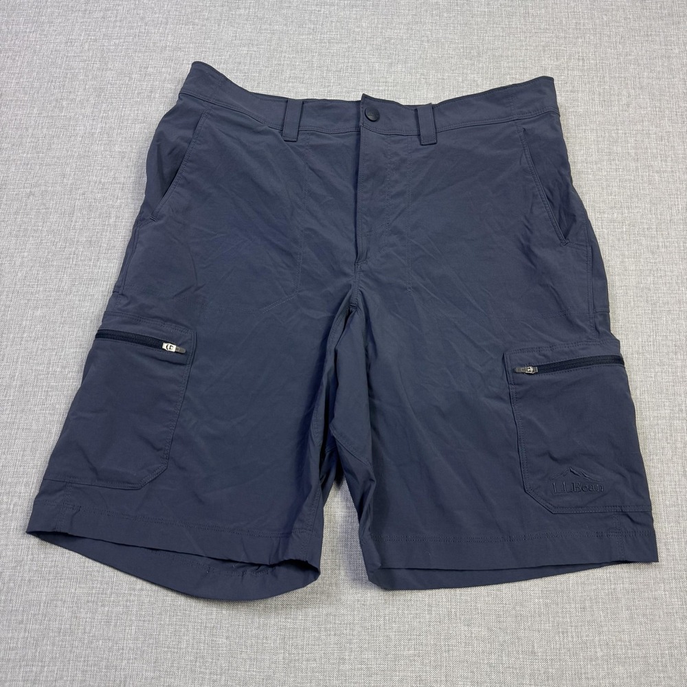 L.L. Bean Cresta Shorts Men 32 Blue Nylon Spandex Hiking Outoor 11" Inseam